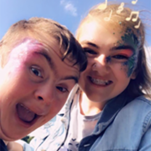 A close-up selfie of Jake and Ellie