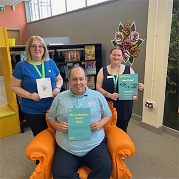 Staff at Brierley Hill Library with their Makaton Aware certificate
